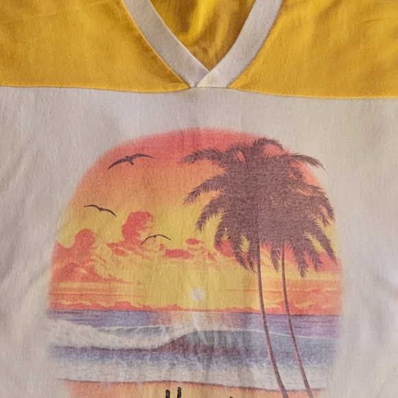 Vintage Yellow and White Tropical Short Sleeve Tee - Picture 1 of 3